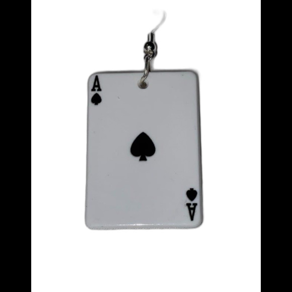 Earrings Ace of Spades Playing Cards Dangle Poker Game Lucky Gambling Blackjack - Picture 1 of 5